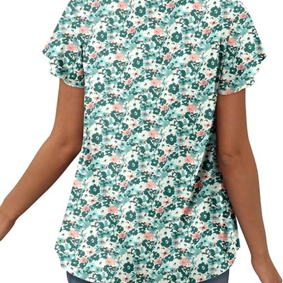 StunShow Womens T Shirts Ruffle Short Sleeve Tops Tunic - Size Small - Picture 3 of 3